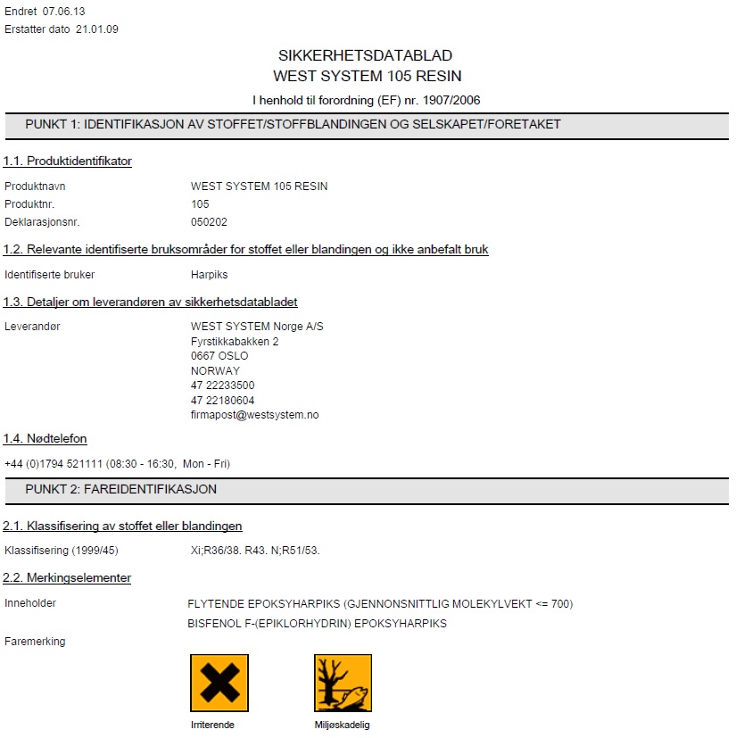Surtech Datablad Datablader West System epoxyprodukter - West System